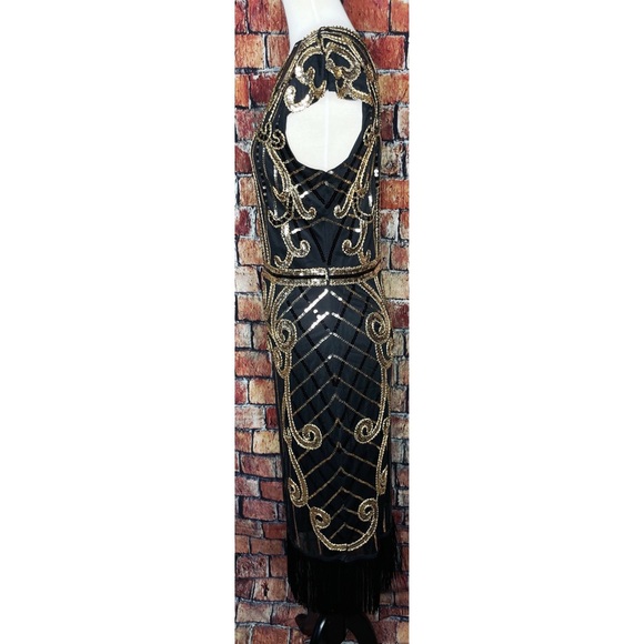 NWT Vision For Innovation Black Gold Sequin Tassel Dance Skirt Performance Dress - Picture 6 of 7